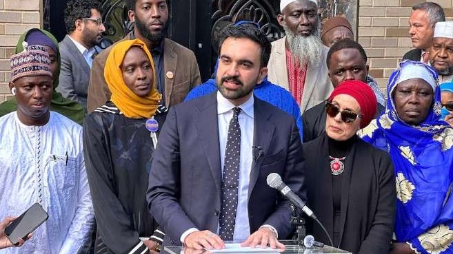 Impact of Mamdani victory on US politics, man voting in a gym.