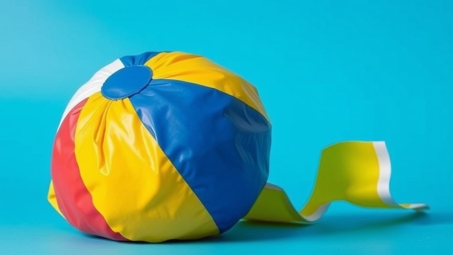 Deflated beach ball on vibrant blue background, symbolizing stress relief strategies.