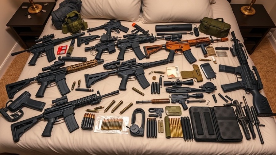 Diverse weapons and tactical gear showcasing public safety news in San Antonio.