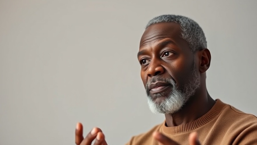 Middle-aged black man sharing everyday wellness tips with a contemplative expression.