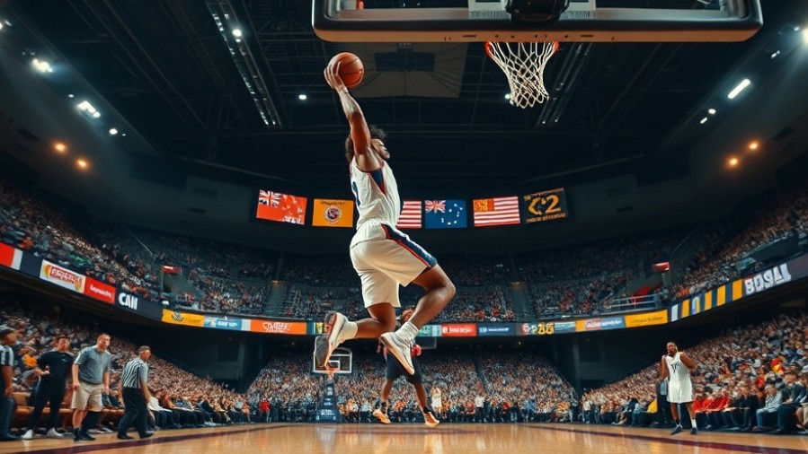 Dramatic basketball highlights of player executing a layup surrounded by cheering crowd.