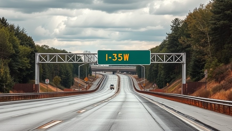 I-35W highway sign highlighting Denton road construction and traffic improvements.
