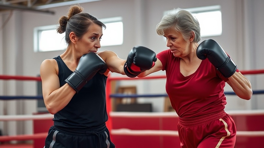 60-year-old woman kick-boxing, embracing fitness trends over 40 for healthy living.