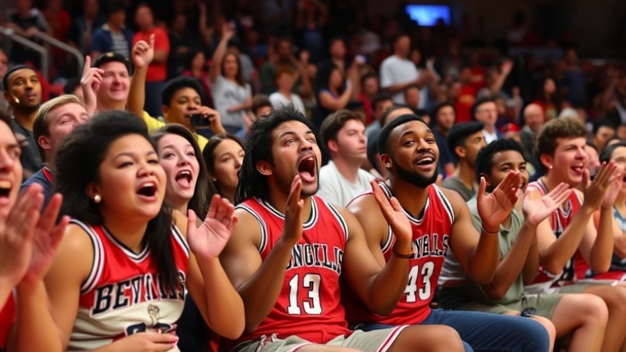 Shocked basketball fans cheering during exciting NBA recap moments.