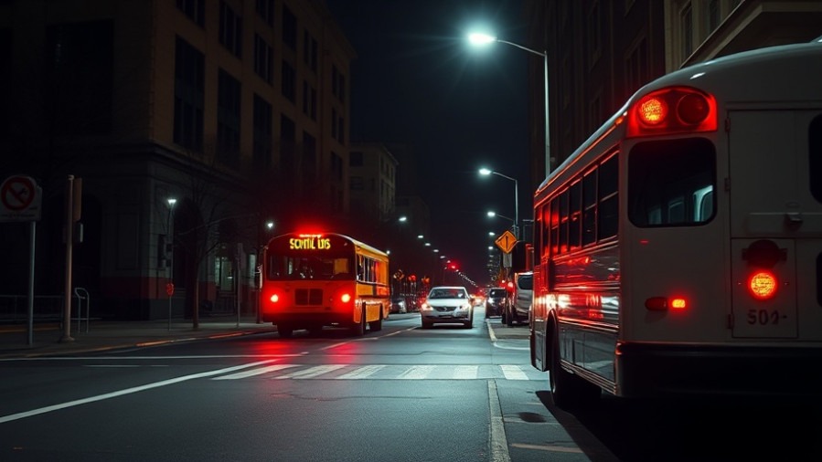 Lifelike Austin transportation news scene with an autonomous vehicle and school bus.