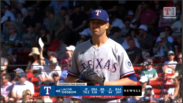 Rangers vs Red Sox Game Recap with player running in action.