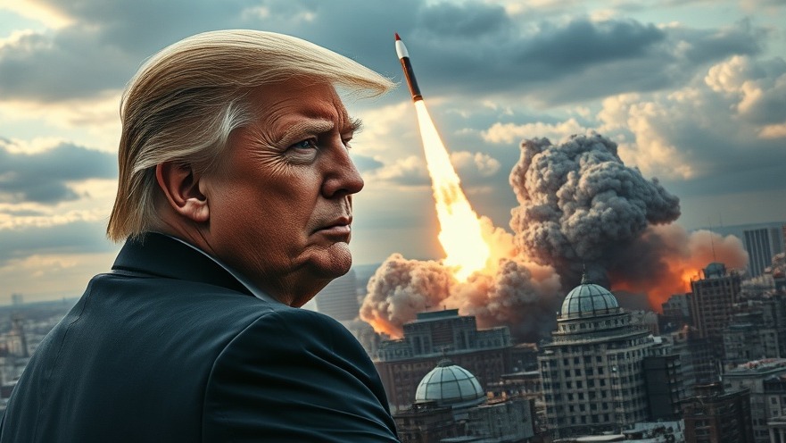 Photorealistic image of Trump observing a missile launch, reflecting US-Iran relations.