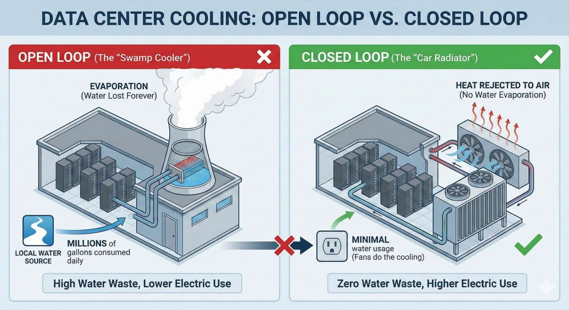 "Open Loop" vs "Closed Loop" cooling systems