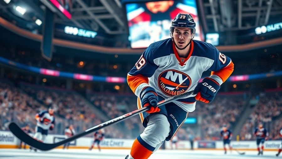 NHL standings 2025: Lifelike New York Islanders player skating energetically on ice.