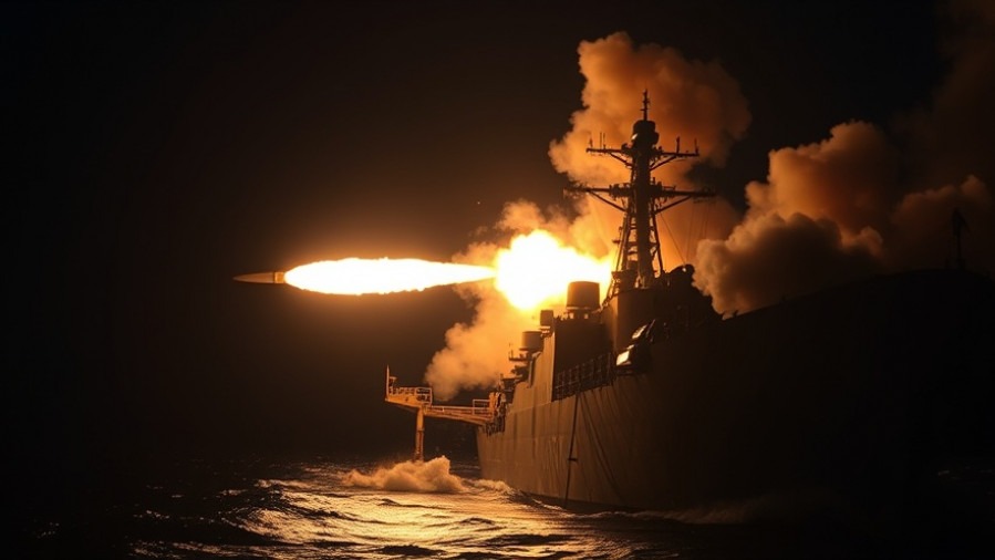 Dramatic night launch of Tomahawk missiles from a US destroyer in Ukraine conflict.
