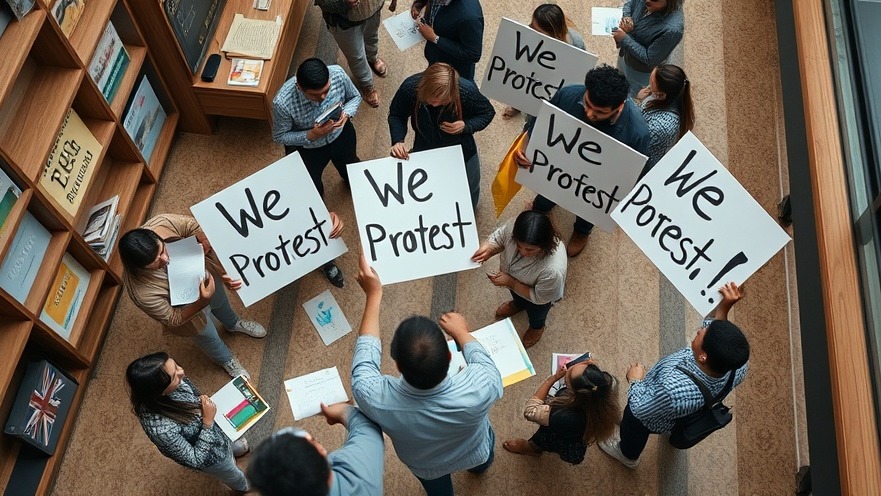 Photorealistic protest scene on Texas education news, individuals with colorful signs.