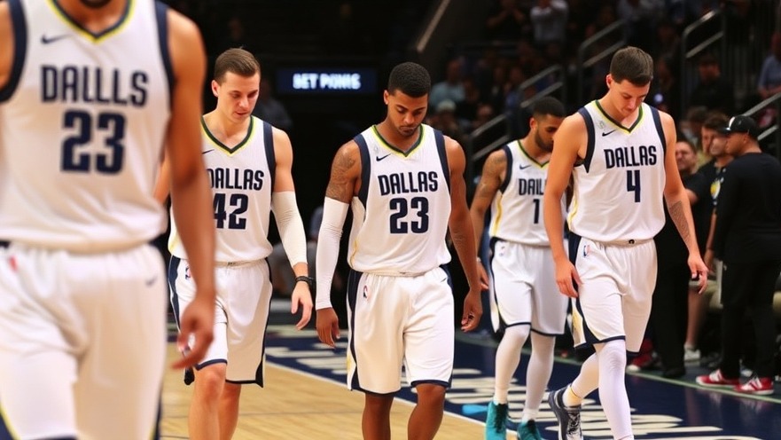 Dallas Mavericks players in white uniforms walking off the court post-NBA game recap.