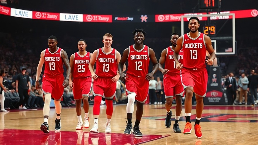 Houston Rockets highlights: players in red uniforms celebrating joyously off court