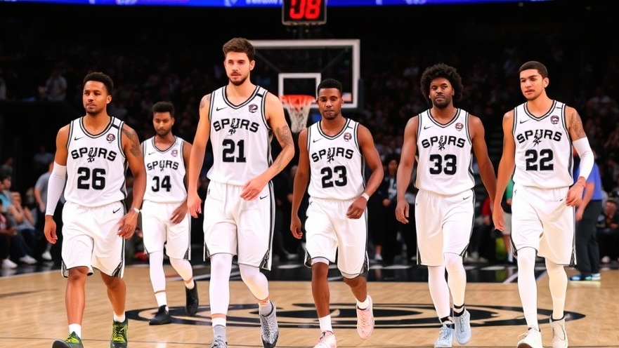 San Antonio Spurs players in white uniforms leaving the court after a game.