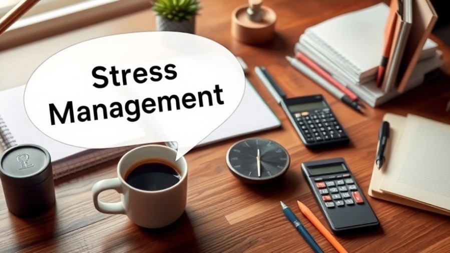 Casual desk setup for stress relief strategies with warm lighting and productivity tools.