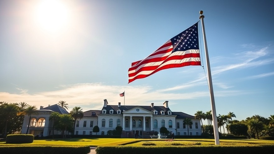Mar-A-Lago estate with American flag, highlighting national security concerns.