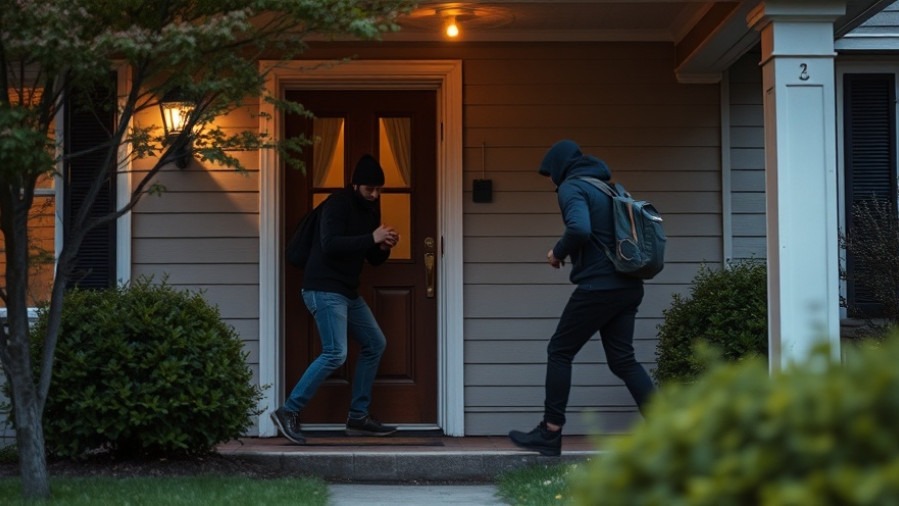 Home invaders breaching a house, highlighting the need for violent crime prevention.