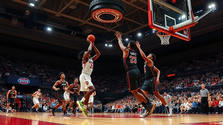 Intense indoor basketball game showcasing dynamic plays, perfect for March Madness and sports psychology USA.