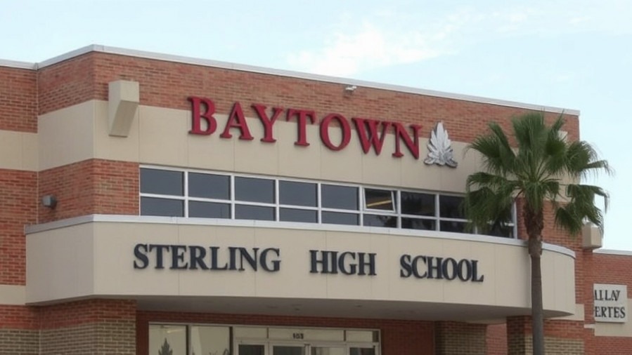 Baytown Sterling High School, a hub for community safety initiatives on youth violence impact.