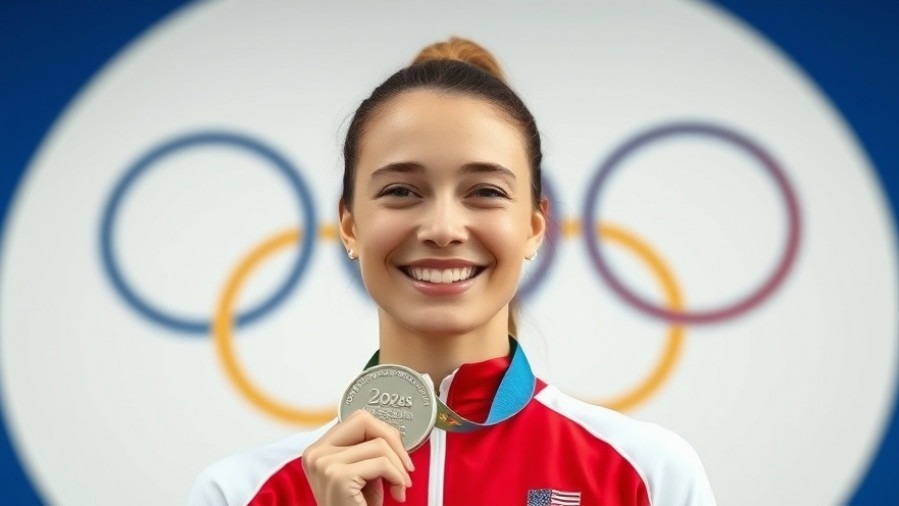 Smiling female athlete with a silver medal, celebrating women athletes' rights.