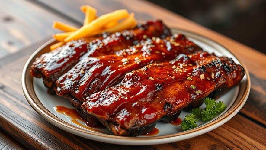 Delicious Texas barbecue ribs served for community dining, perfect for BBQ lovers.