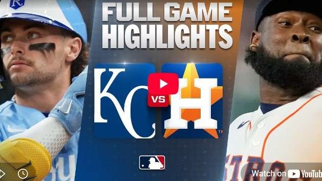 Royals vs. Astros Game Highlights featuring players with intense expressions.