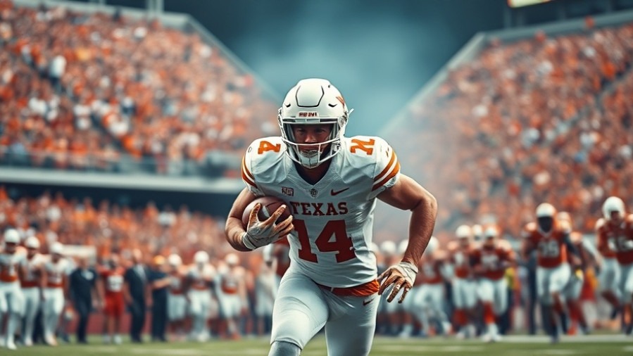 Texas Longhorns player running with the ball in thrilling SEC football game.