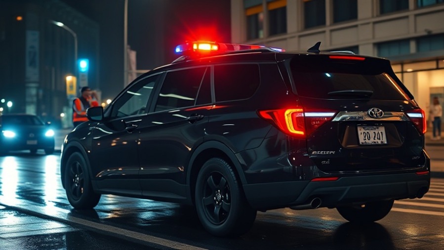 Photorealistic police vehicle with emergency lights for San Antonio public safety news.