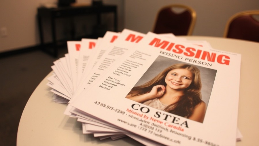 Stack of missing person flyers highlighting human trafficking awareness in Bexar County.