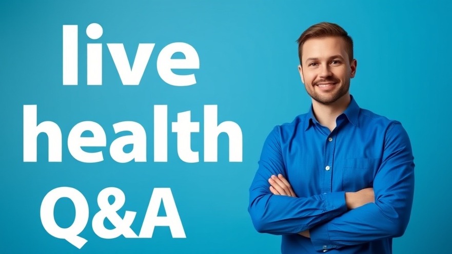 Professional man promoting live health Q&A on nutritional needs for seniors