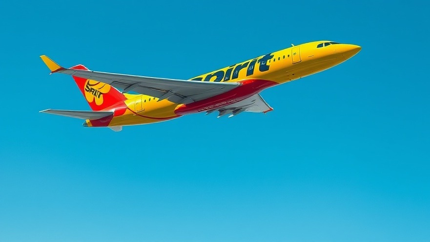 Vibrant Spirit jet in flight, showcasing airline industry changes in air travel news.