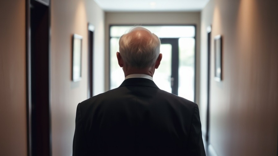 Older man in a suit walking towards the exit amid Congress retirements before the 2026 midterms.