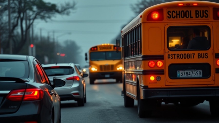 Cars passing a school bus with red lights during NHTSA investigation into Waymo's autonomous vehicles safety.