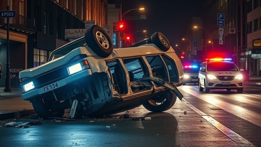 Upside down SUV after a police pursuit, showcasing high-speed chase risks.