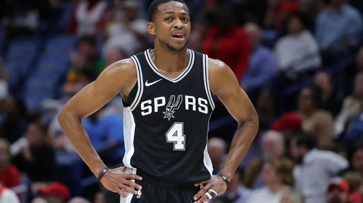 San Antonio Spurs player speaks confidently at a press event.