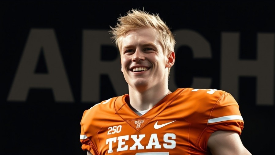 Texas Longhorns playoff chances showcased by hopeful player in dynamic sports graphic.