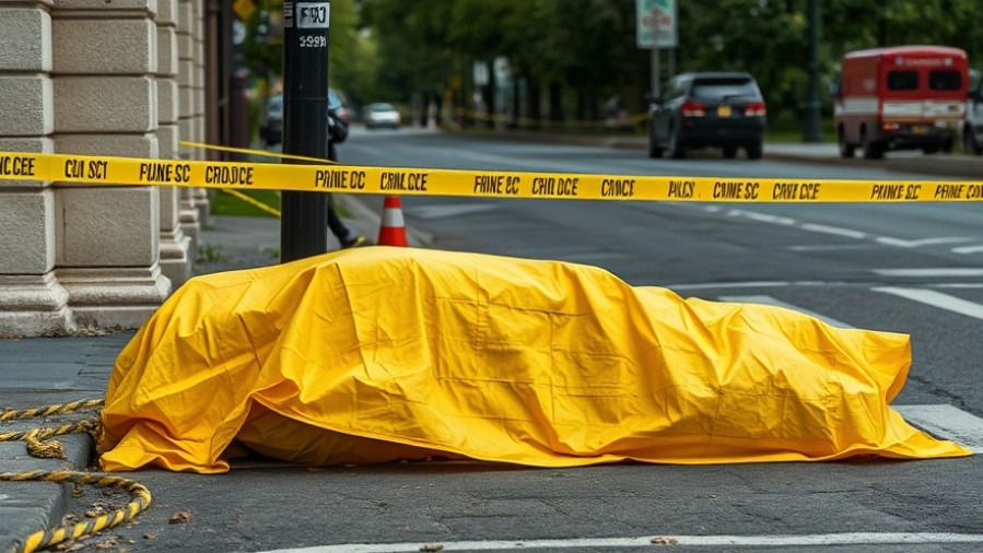 Austin traffic safety incident: body covered by tarp at crime scene highlighting pedestrian safety issues.