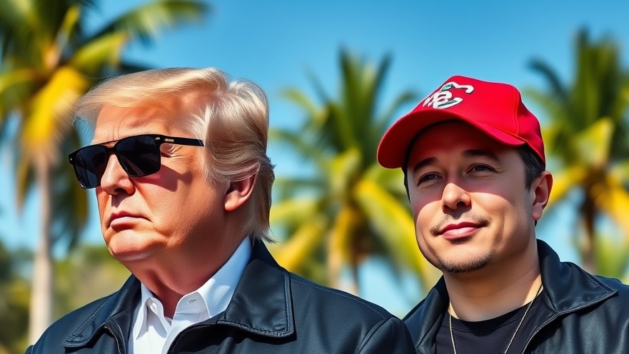 Trump and Musk in tropical setting, highlighting political alliances amid modern politics news.