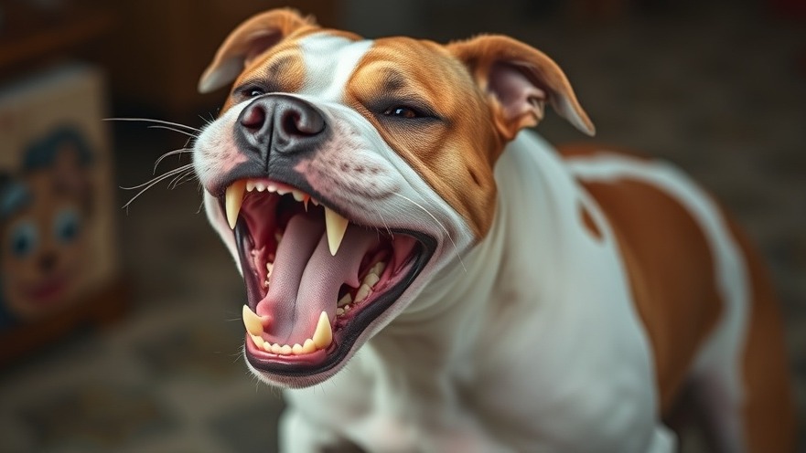 Vicious pit bull baring fangs highlighting dog attack safety in San Antonio.