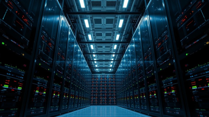 Inside view of a massive data center, highlighting Texas water supply concerns.