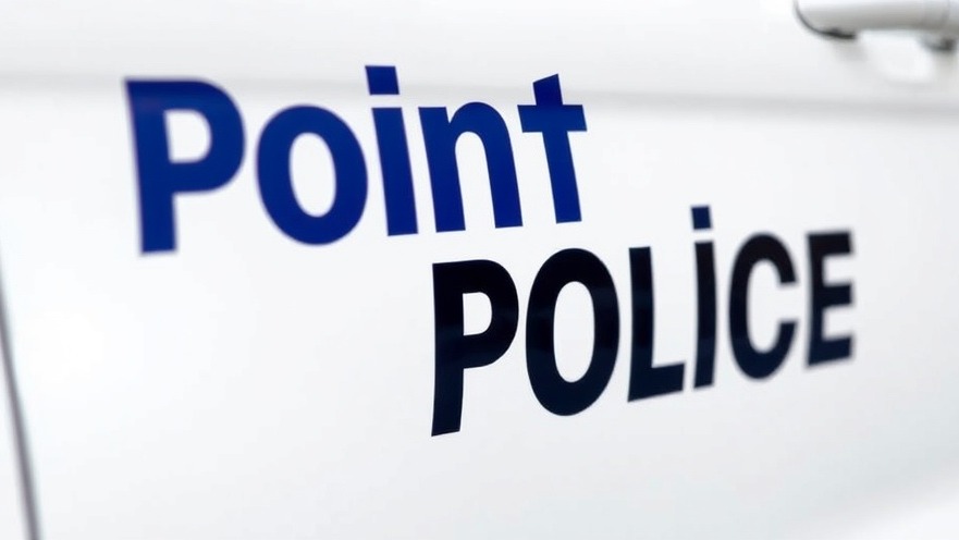 Close-up of a police vehicle door with 'Point Police' text, emphasizing community safety.