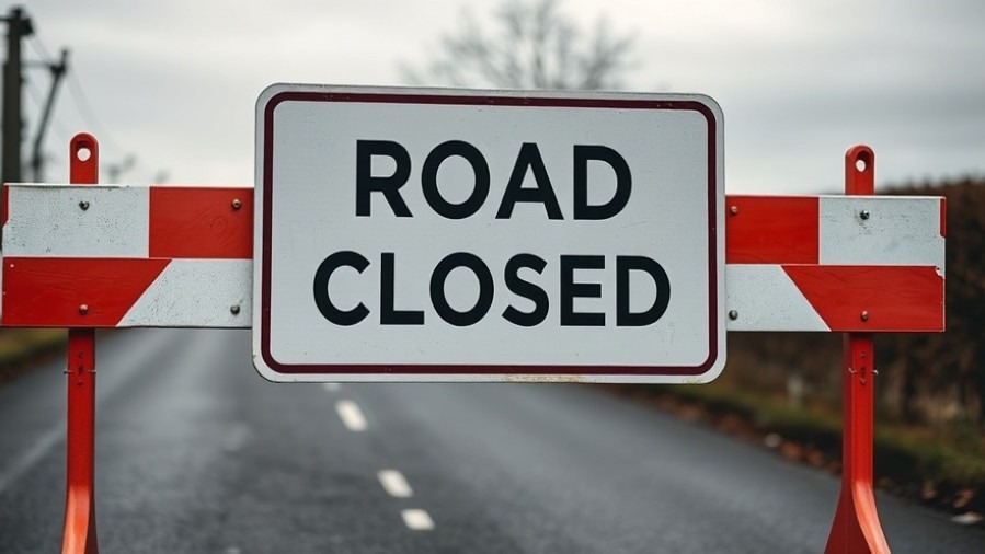 Road closed sign indicating street detours for TxDOT construction traffic updates.