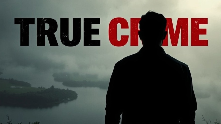 Dramatic true crime poster featuring a shadowy figure over Lady Bird Lake, Austin breaking news.