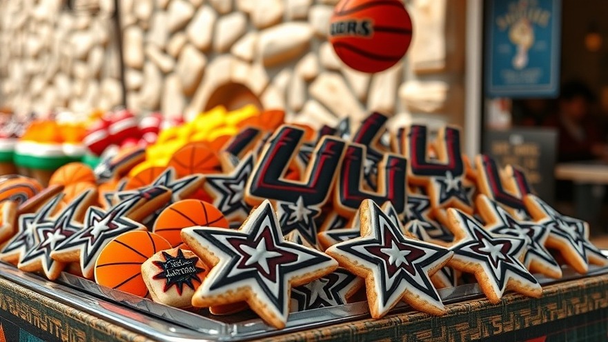 Handcrafted spurs basketball cookies at a San Antonio local business market stall.