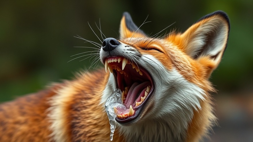 Snarling rabid fox with foam, illustrating wildlife safety tips for rabies prevention.