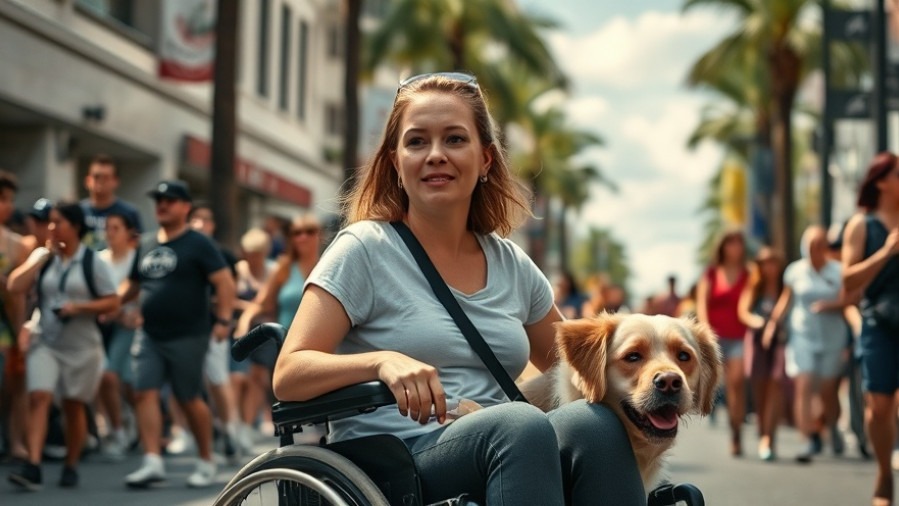 Young woman with osteogenesis imperfecta in a wheelchair at a lively parade, highlighting disability representation in media.