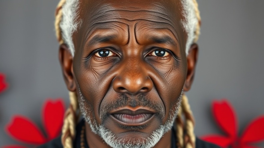 Photorealistic close-up of an older black man reflecting on San Antonio crime news.