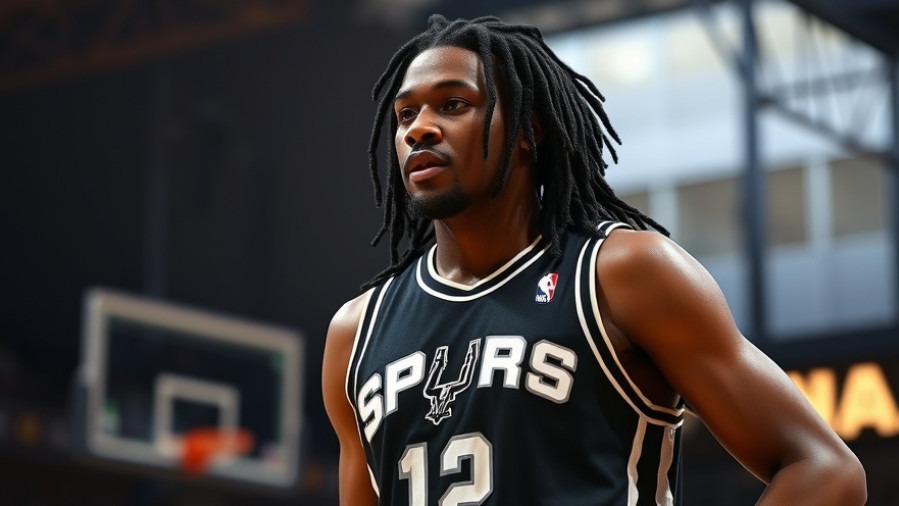 Tall black Spurs player with dreadlocks showcasing team chemistry in basketball strategy.