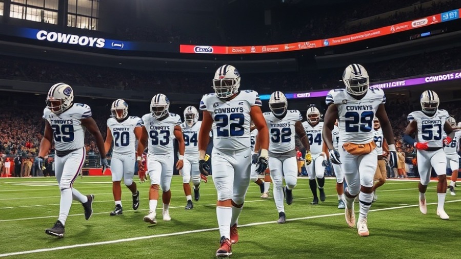 Dallas Cowboys players in white uniforms showing defeat post NFL game recap.
