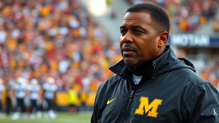 Focused black coach in Michigan football, showcasing coaching ethics on field.
